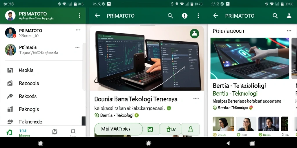 Antarmuka PRIMATOTO yang menarik dan modern untuk berita teknologi.