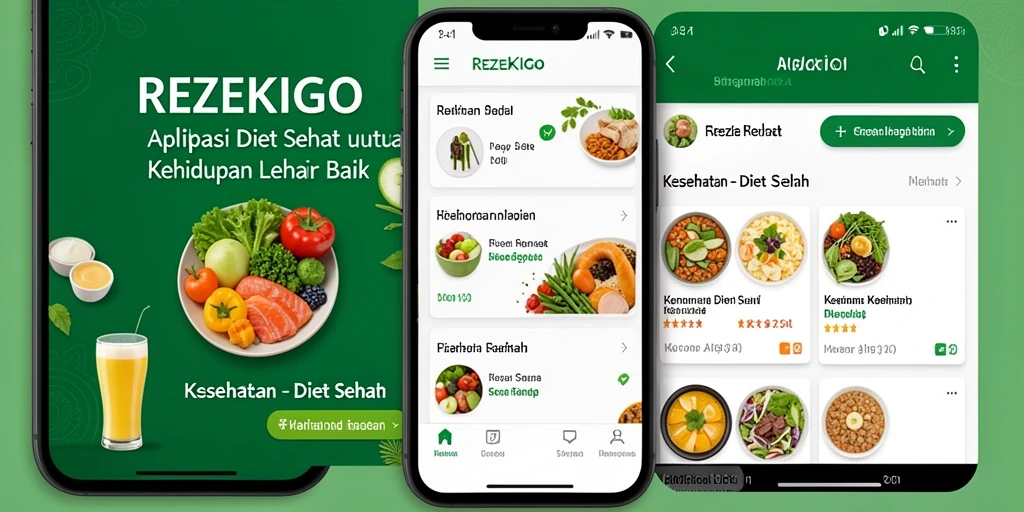 Antarmuka aplikasi REZEKIGO yang mudah dipahami untuk Diet Sehat.