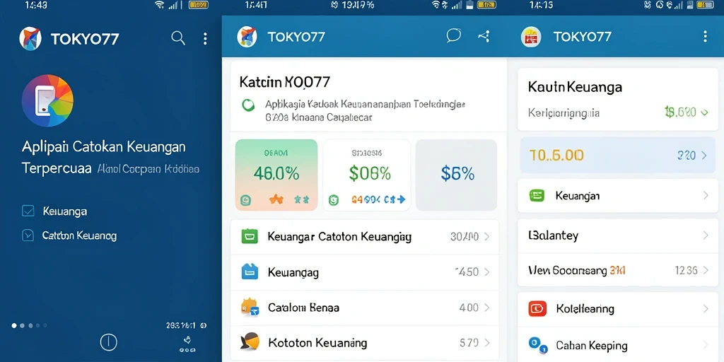 Tampilan antarmuka TOKYO77 untuk Catatan Keuangan yang sederhana.